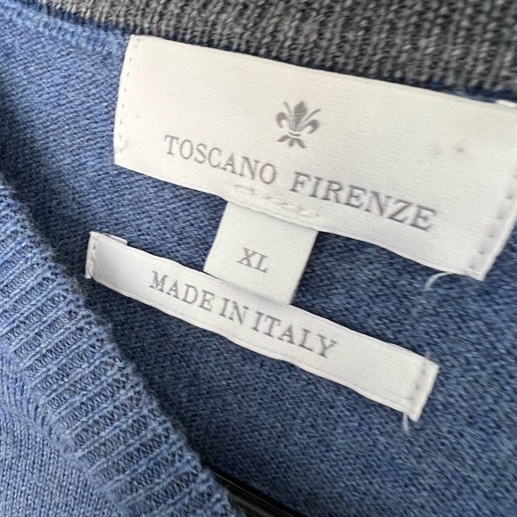 Toscano Firenze Men's 100% Merino Wool Blue Pullover Sweater Size XL - Picture 6 of 6